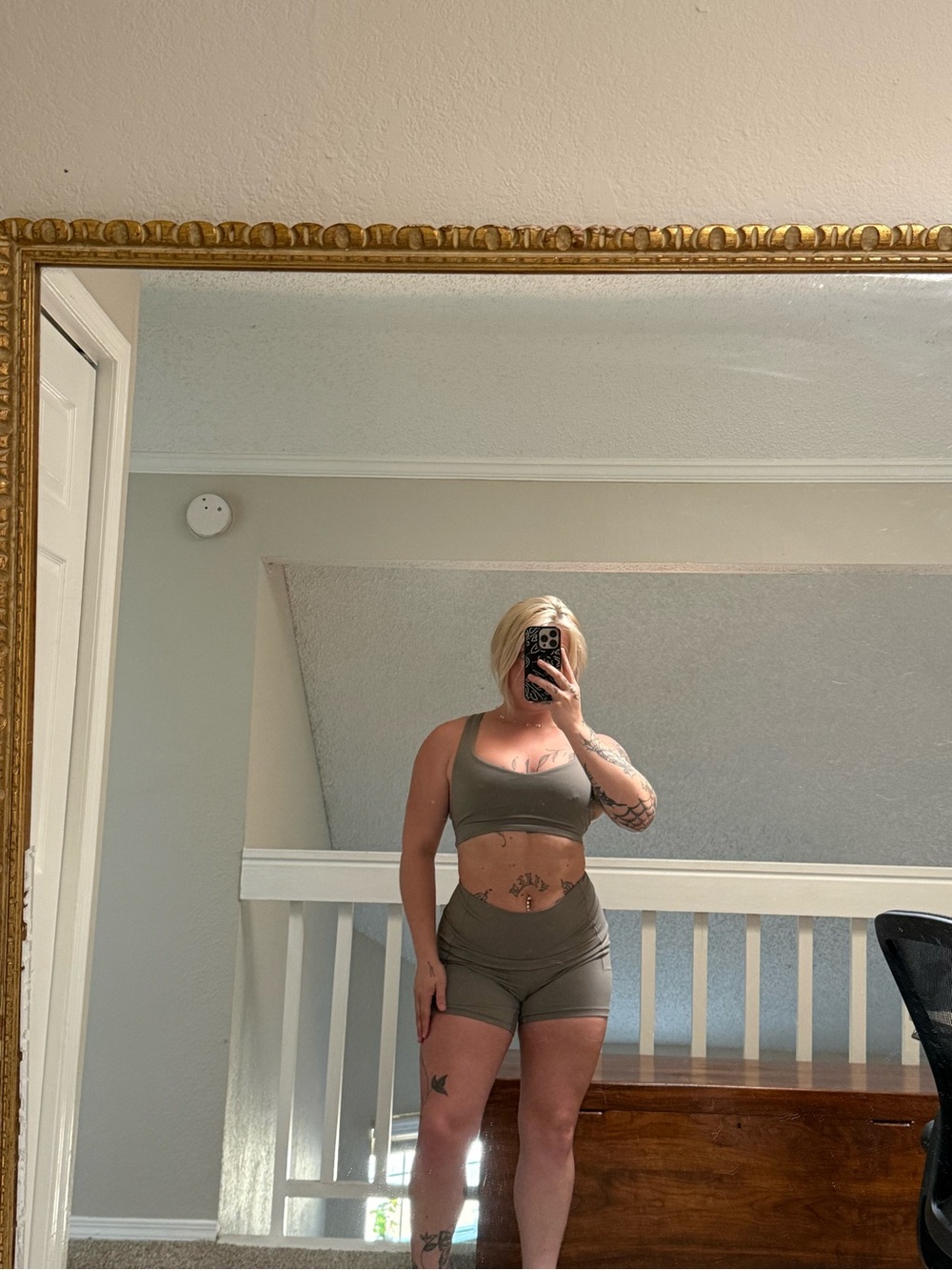 Alia Olive Seamless Support Crop Top & High-Waist Shorts